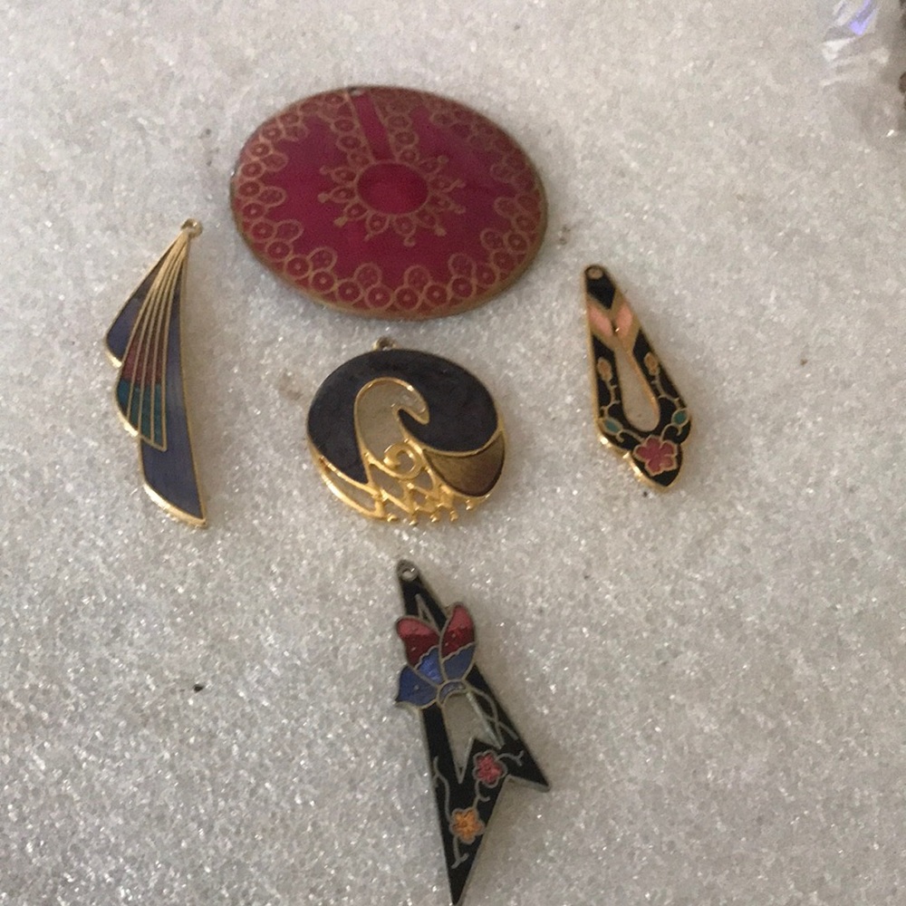 Gold-Tone Multicolor Enamel Pendant Charm Set - Women Jewelry lot 5